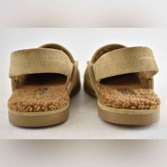 Chanel Dark Beige Suede Shearling CC Moccasin Ballet Slingback Loafer Flat 41 - Picture 15 of 16